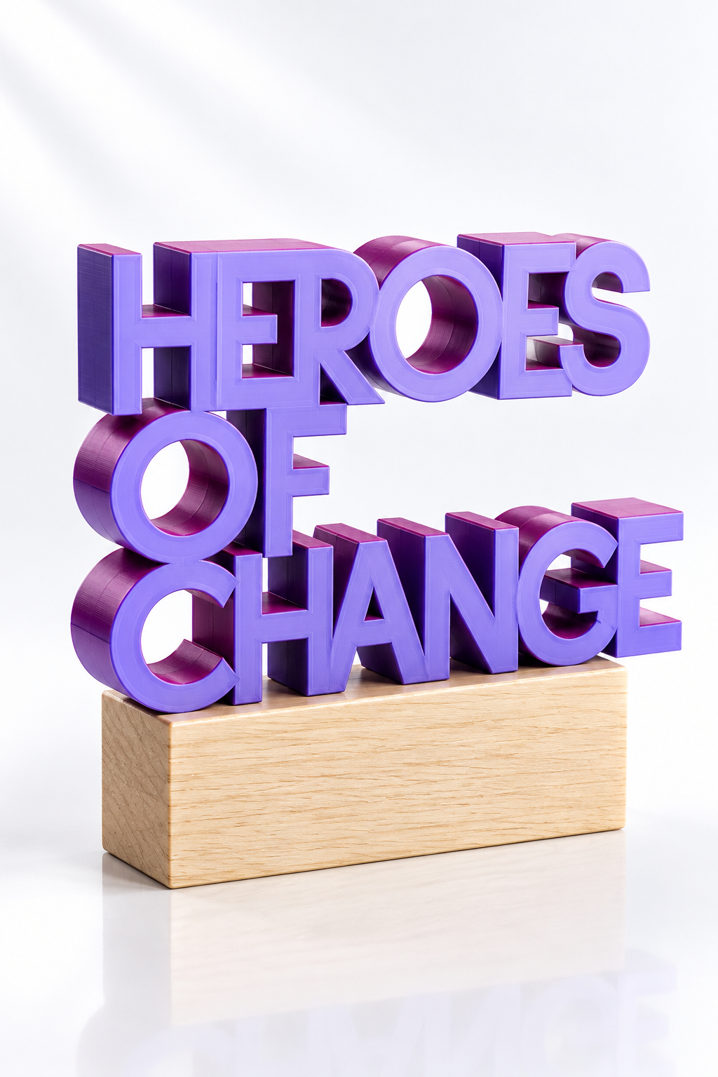 紫色与品红 Heroes of Change 立体文字奖杯