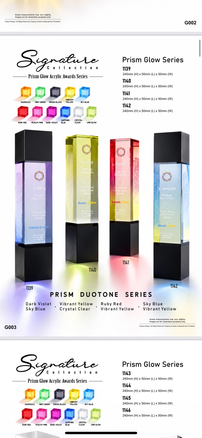 GoBig Prism Duotone 1139 至 1142 亚克力奖杯系列